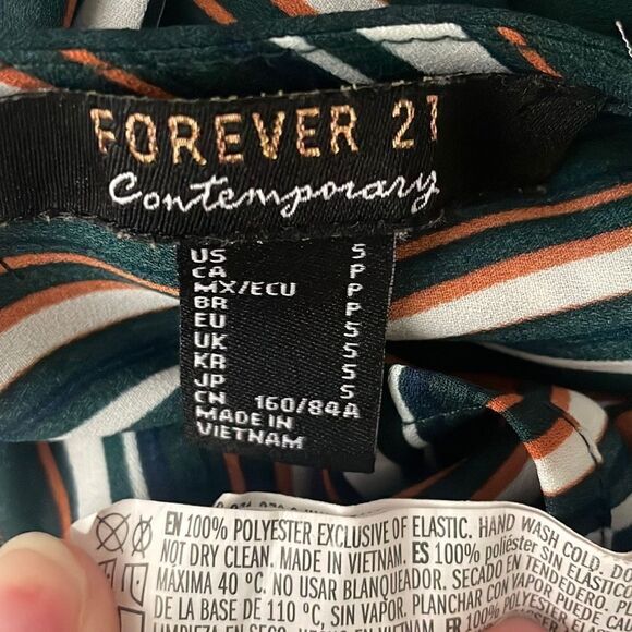 Forever 21 Contemporary Striped Wrap Midi Dress S - Picture 3 of 9